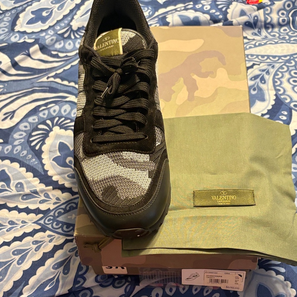 Valentino Men's Camouflage Sneakers in Black and Gray